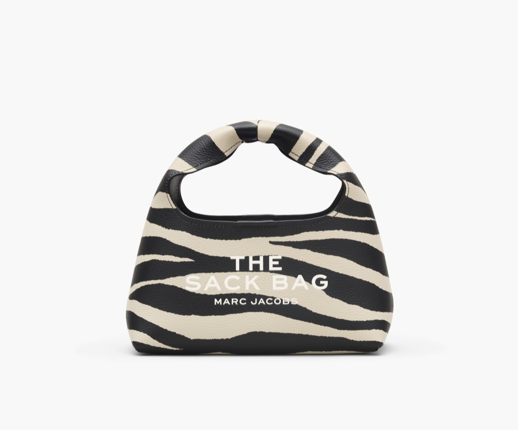 The Zebra Leather Mini Sack Bag (Black White)